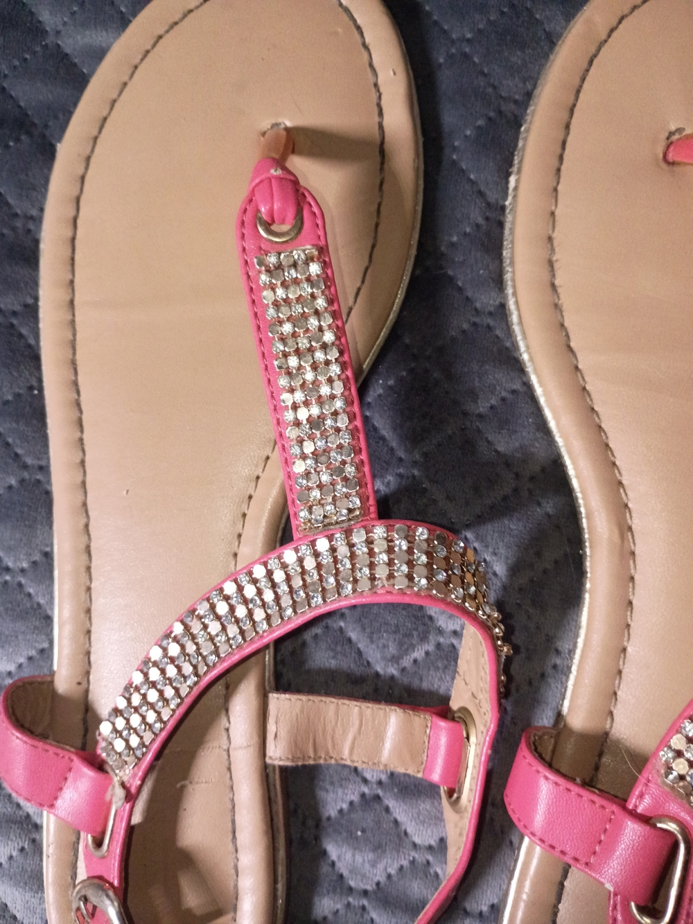Call It Spring Pink Rhinestone T-Strap Sandals - Picture 3 of 6